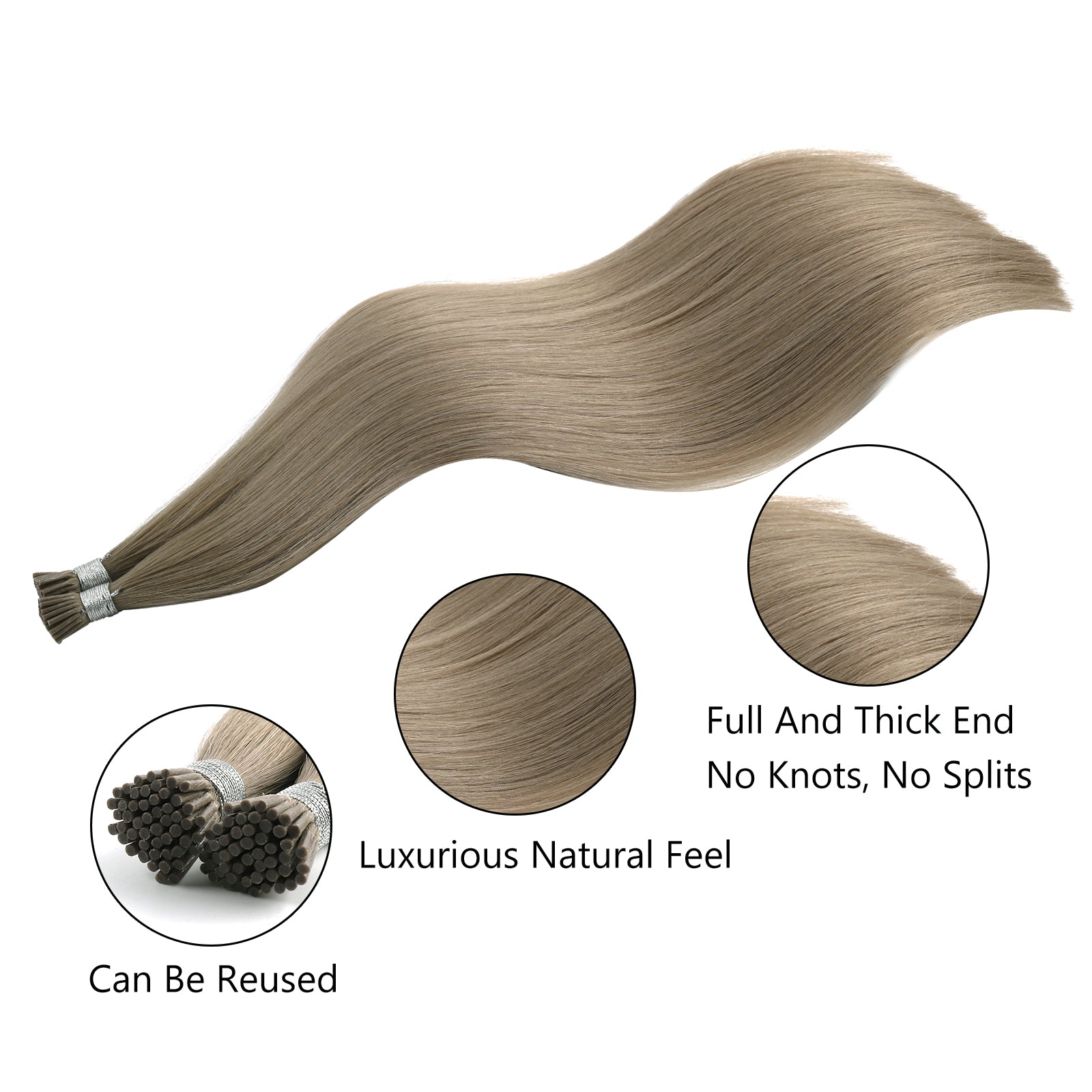 I Tip Hair Extensions Virgin Hair 18A# Sandy Brown
