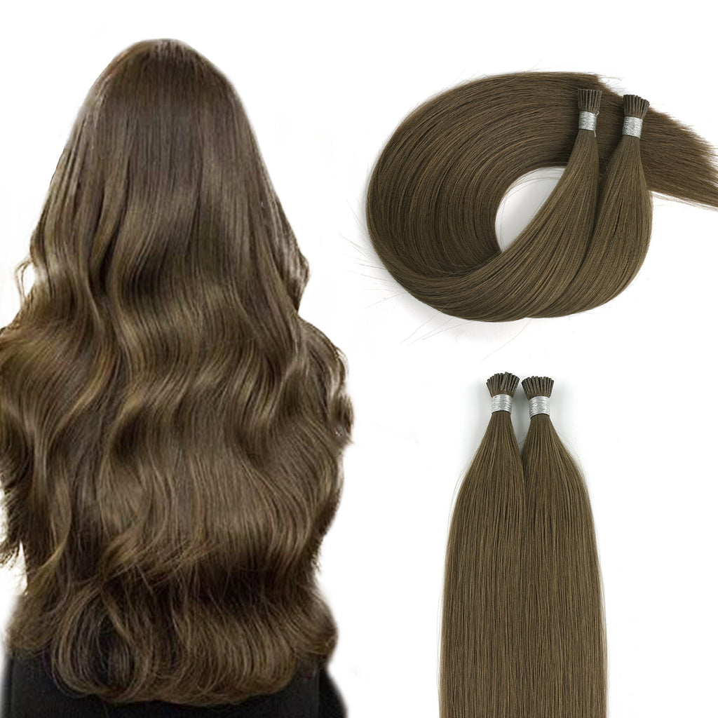 I Tip Hair Extensions Virgin Hair 3#  Medium Ash Brown