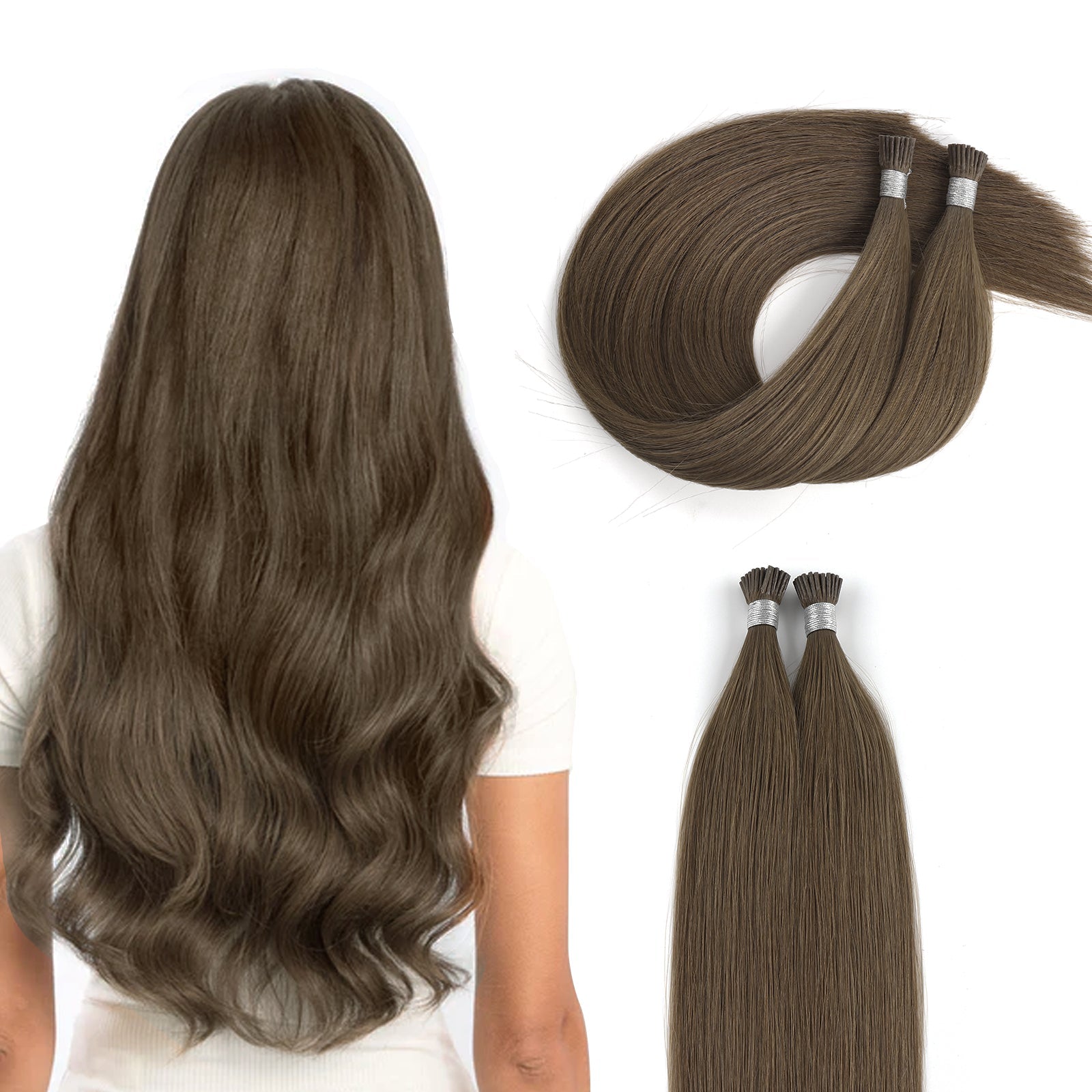 I Tip Hair Extensions Virgin Hair 4# Warm Chestnut Brown